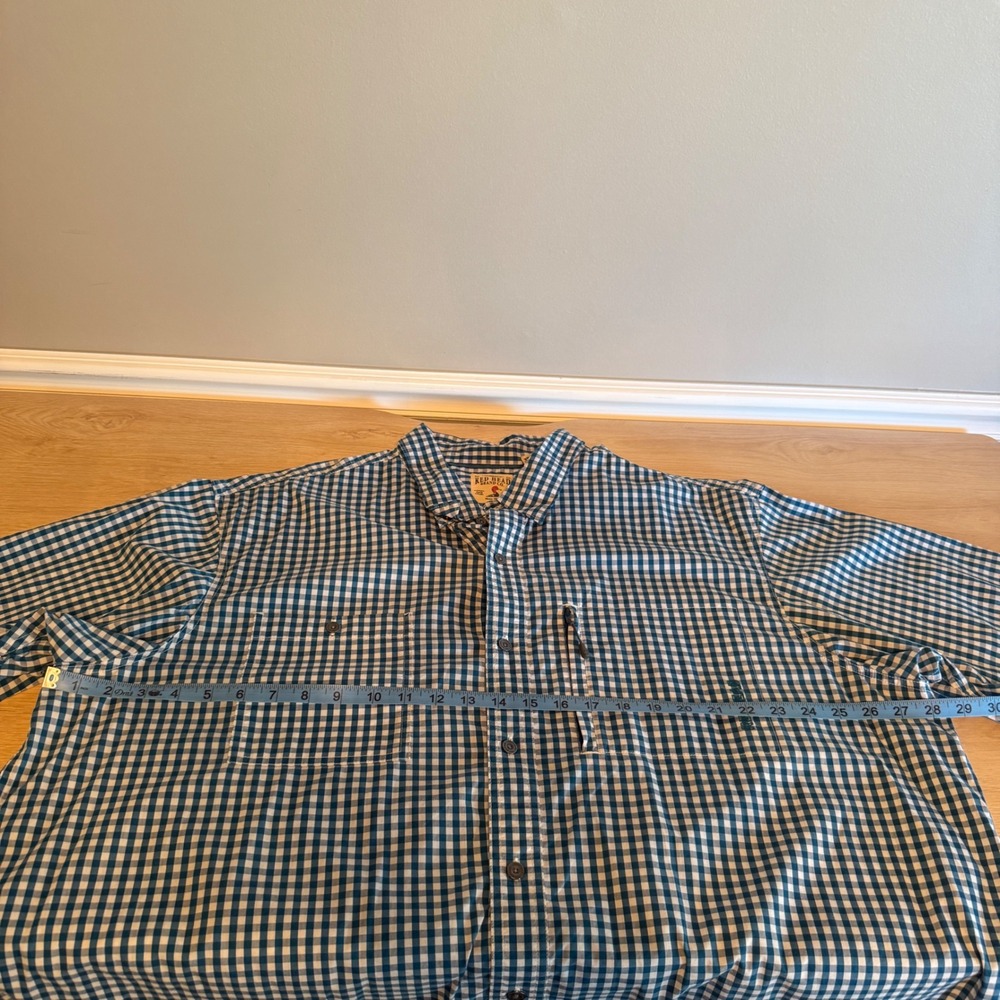 RedHead Mens Blue Gingham Short Sleeve Button Down Shirt Stretch 3XL 3TG - Picture 4 of 8
